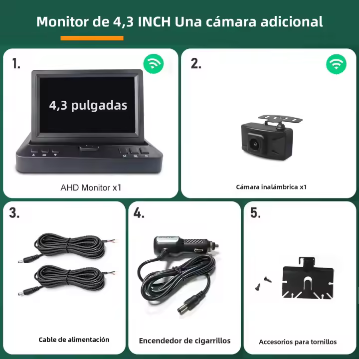 Cámara De Retrovisión Inalámbrica HD 1080P AHD Para Camión Autobús Coche Monitor De Estacionamiento Con Visión Nocturna WIFI Tamaño 4.3/5 Pulgadas - 1