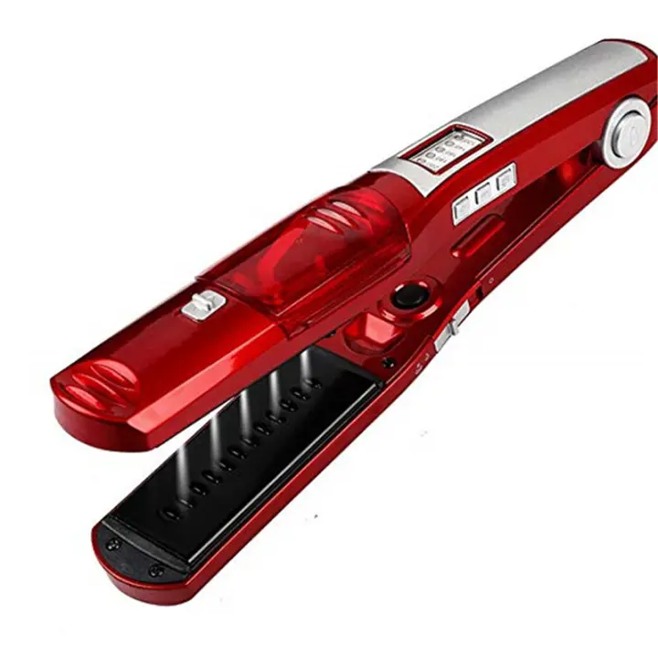 Plancha de vapor eléctrica portátil con revestimiento cerámico, herramienta profesional para estilizar el cabello, salón de hierro - 1