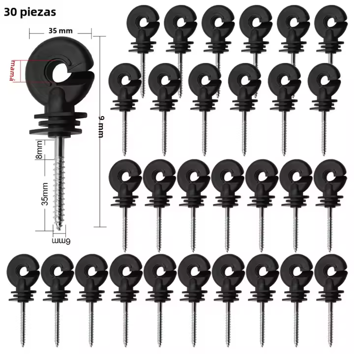 Treliz De Jardín 30PCS Aisladores Eléctricos De Acero Carbono Para Conexiones Seguras Y Fuertes De Alambre Color Negro - 1