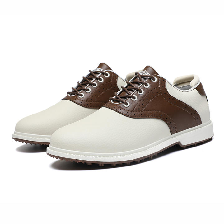 Zapatos De Golf Para Hombre Cuero Respirables Impermeables Ligeros Antideslizantes Deportivos Para Exteriores