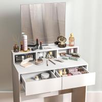 Makeup Vanity with Mirror, Dressing Table with 2 Drawers, 3 Open Compartments, Makeup Table for Small Spaces, Bedroom, 75x38x135 cm, White - details 2