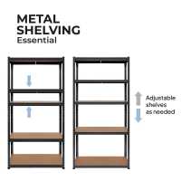 Ociodual Estantería Metálica Essential Gris, Ideal para Hogar, Garaje, Cocina, Oficina, Multiusos, Almacenamiento Divisible, Sin Tornillos, 875kg, 5 Baldas MDF, 180 x 90 x 40cm - details 4