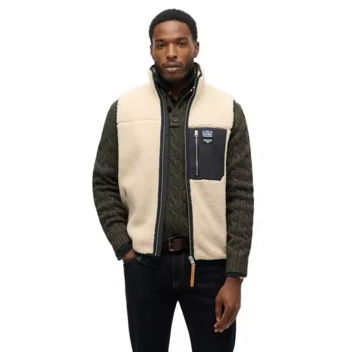 Ropa hombre Chalecos Superdry Chaleco Vintage Retro Beige - 1
