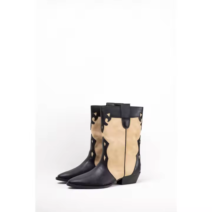 Paloma Wang Botas cowboy mujer combinadas con tacón bajo - 1