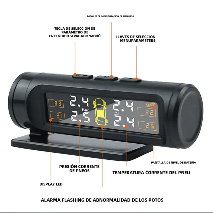 Sistema De Monitoreo De Presión De Neumáticos E-ACE TPMS Inteligente Sin Fuerza Pantalla LCD Alarma De Seguridad Electrónica - 1