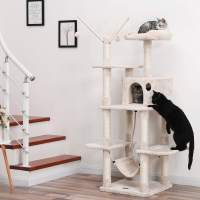 Árbol para gatos rascador con nidos, hamaca, plataformas y bolas de juego, altura de 154 cm en colores opcionales - details 3