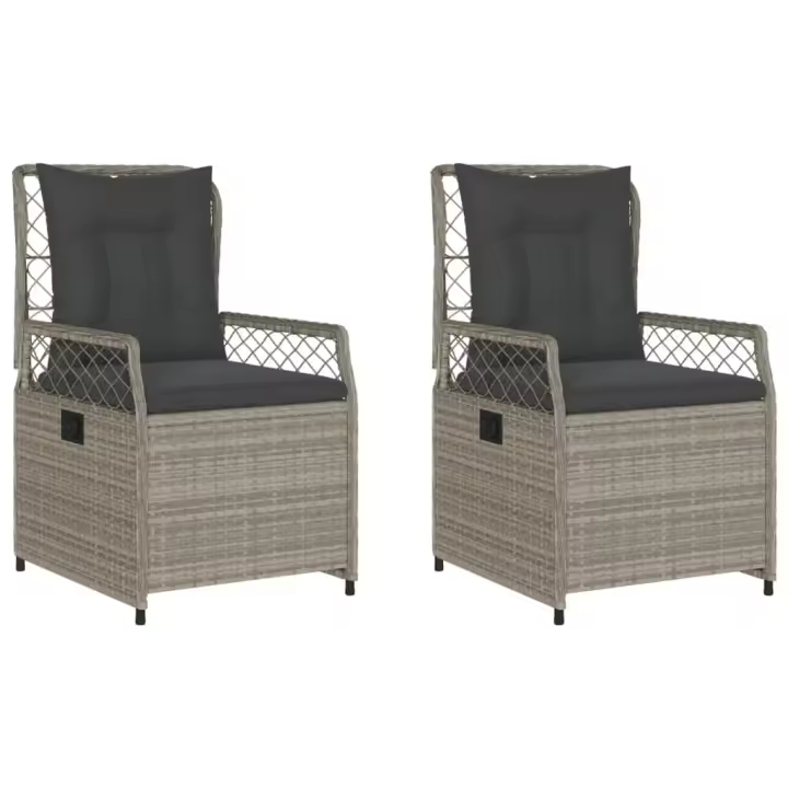vidaXL Sillones reclinables de jardín 2 uds ratán sintético gris claro - 1
