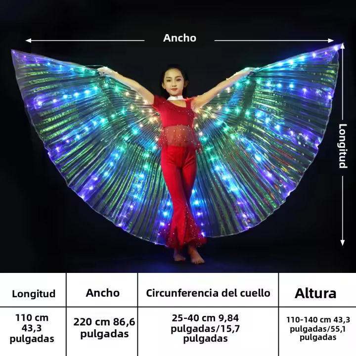 Alas De Mariposa LED Isis Para Danza Del Vientre Con Palos Telescópicos Luz Destellante Disfraz Para Carnaval Accesorio De Fiesta - 1