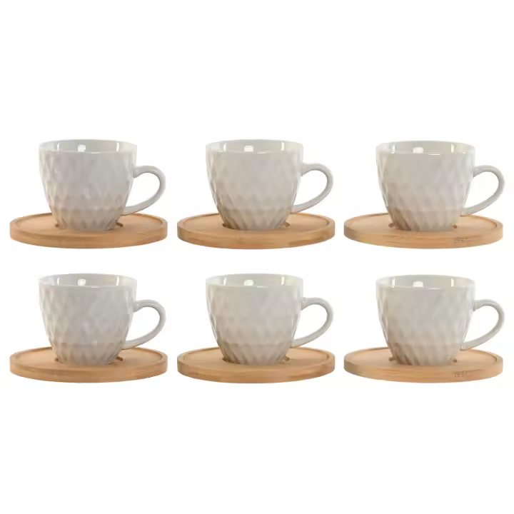 Cafe set 6 porcelana bambu 8,5x6,4x5,5 90ml blanco El mejor complemento para tu hogar. - 1