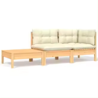 VIDAXL conjunto de mesa con sofás y cojines fabricado en madera y tela de color naranja y crema vida xl - 1