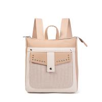 Mochila de mujer en polipiel con detalles en poliéster, diseño moderno con bolsillo frontal decorativo y tachuelas, ligera, cómoda y funcional para uso diario, perfecta para ciudad o trabajo, disponible en rosa, beige, negro y más | Sara Bags - details 2