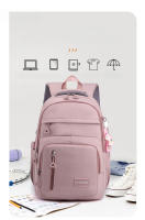 Mochila De Color Sólido Con Manija De Malla Y Correa Curvada De Alta Capacidad Para Viajes Cierre De Cremallera Capa Interna De Nylon Para Hombres Y Mujeres - details 3