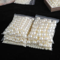 10-1000pcs Perlas De Imitación De ABST Para Pulseras Con Agujeros Rectos 3-20mm Beige Blanco Hechas De Cuentas Redondas Para Creación De Joyería DIY - details 1