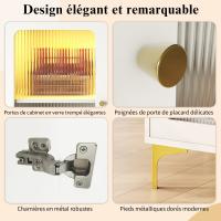 Aparador Blanco Moderno y minimalist (140x40x90 cm), Diseño de Puerta de Vidrio Changhong, Luz Ambiente Cálida integrada, with detalles decorativos de metal y Amplio Espacio de almacenamiento, ajustado para comedor - details 3