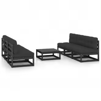 VIDAXL 3076368 conjunto de muebles modernos para el jardín fabricado en madera con 7 piezas de color negro vida xl - 1