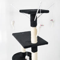 Casa Basics - Rascador para gatos NENI con Altura de 144 cm, Incluye 1 escalera, 1 caseta, 3 Plataformas Mirador, 4 ratas, 1 Nido - Árbol para Gatos en Beige/Negro/Gris - details 4
