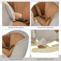 HOMCOM Caballito Balancín para Bebé de 18-36 Meses Caballo Balancín de Peluche Suave con Forma de Oso con Sonido Manillar y Reposapiés 60x33x50 cm Gris - details 5
