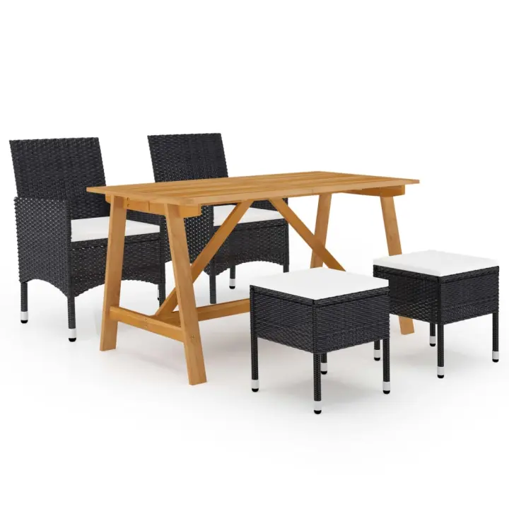 vidaXL Juego de comedor de jardín de 5 piezas negro - 1