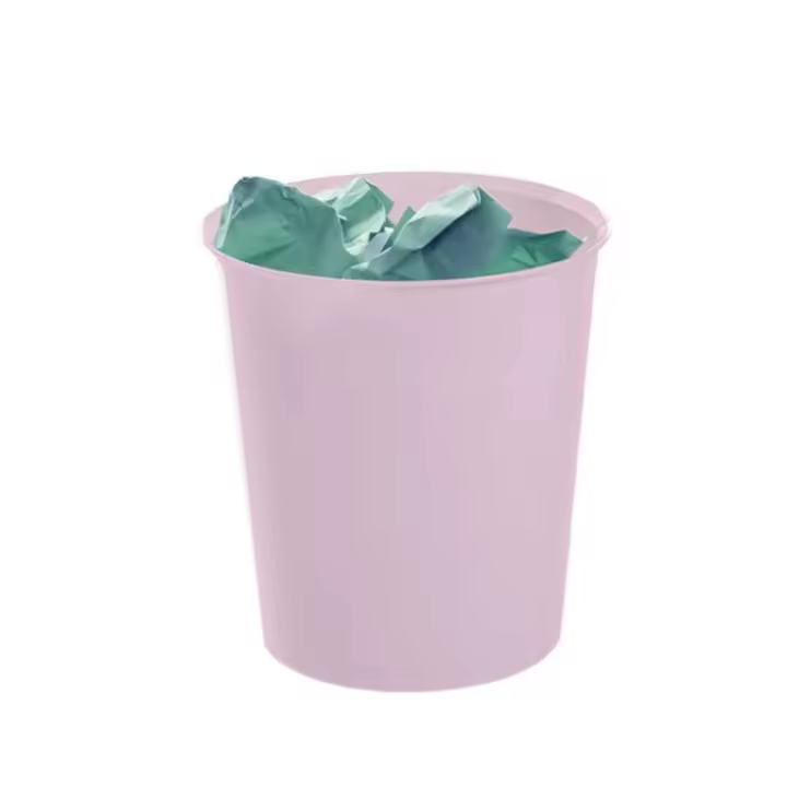 PAPELERA ECOGREEN 100% RECICLADO Y RECICLABLE ROSA PASTEL 18 LITROS 290X310 MM ARCHIVO 2000 2001 RS PS - 1