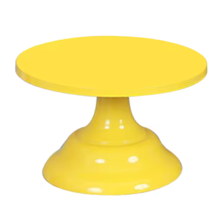Soporte de pastel de hierro de Metal, Pedestal redondo, soporte de postre, estante de exhibición de magdalenas, utensilios para hornear para fiesta de cumpleaños y boda (amarillo S) - 1