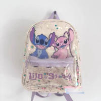 Nueva Mochila Disney Para Niños Y Niñas Con Estampado De Stitch En Color Off-White Decoración De Estrella De Lentejuelas Transparente Y Estilo Lindo De Alta Calidad - details 1