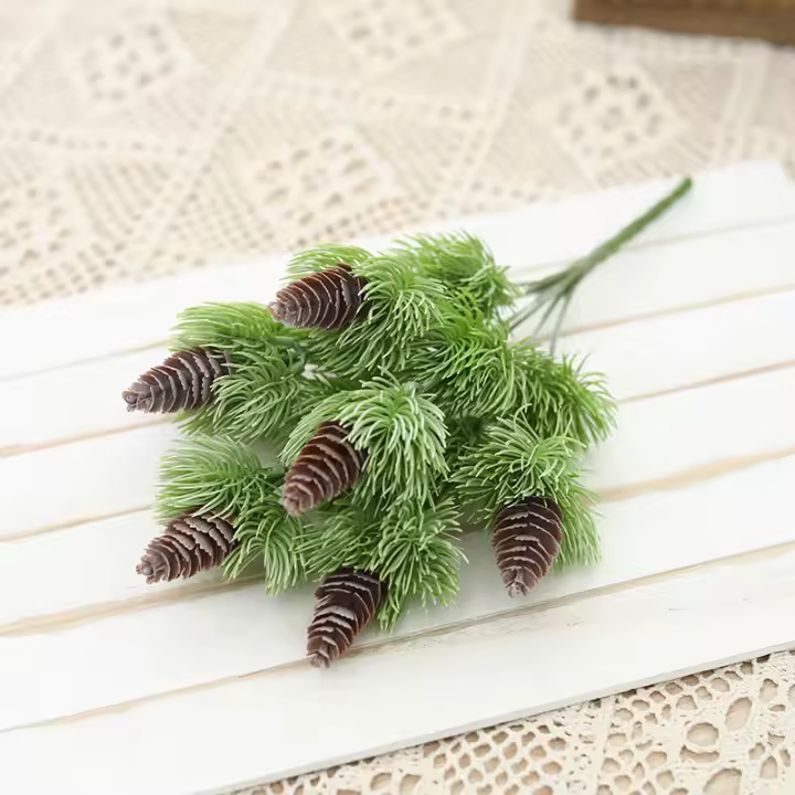 Planta Artificial De Pino Verde Con Falsa Hierba Y Flores Para Familia Boda Oficina Accesorios DIY Arreglo Floral Falso - 1