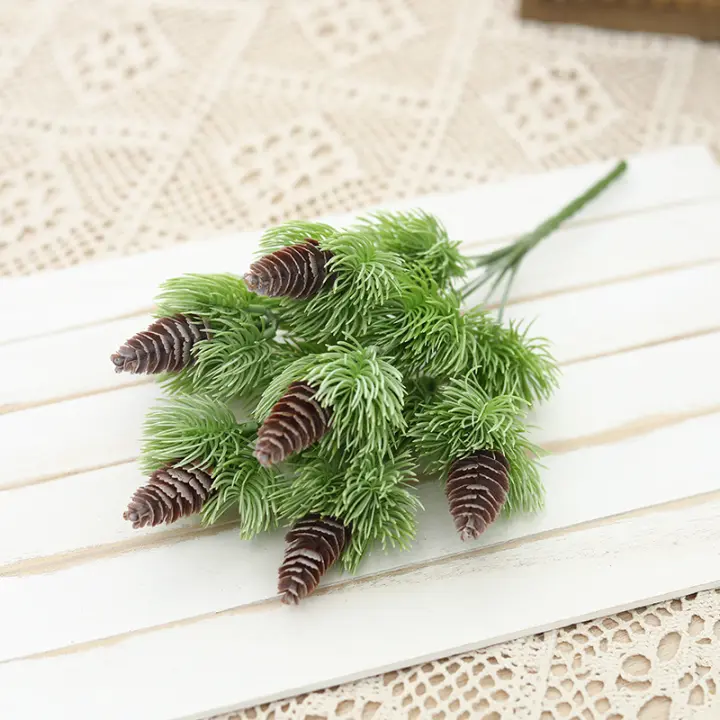Planta Artificial De Pino Verde Con Falsa Hierba Y Flores Para Familia Boda Oficina Accesorios DIY Arreglo Floral Falso - 1