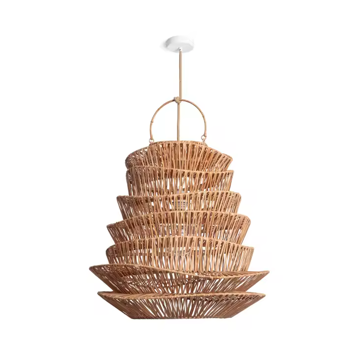 Ledkia Lámpara Colgante Ratán Halima Ø570 mm ILUZZIA Textil Natural - 1