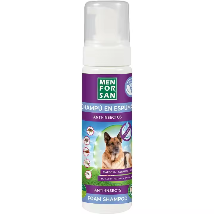 Menforsan Champú en espuma Anti-insectos con margosa, geraniol y lavandino para perros 200ml - 1