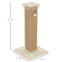 PawHut Poste Rascador para Gatos Altura 81 cm Rascador para Gatos Arañador para Gatos con Poste de Yute y Bola Colgante 41x41x81 cm - details 2