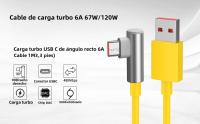 Cable De Carga Rápida Tipo C 90 Grados 6A 67W 120W Para Xiaomi 11 12 13T 14 Redmi Note 11T 12T 13 pro POCO F4 F5 X4 X5 Pack De 2 - details 4