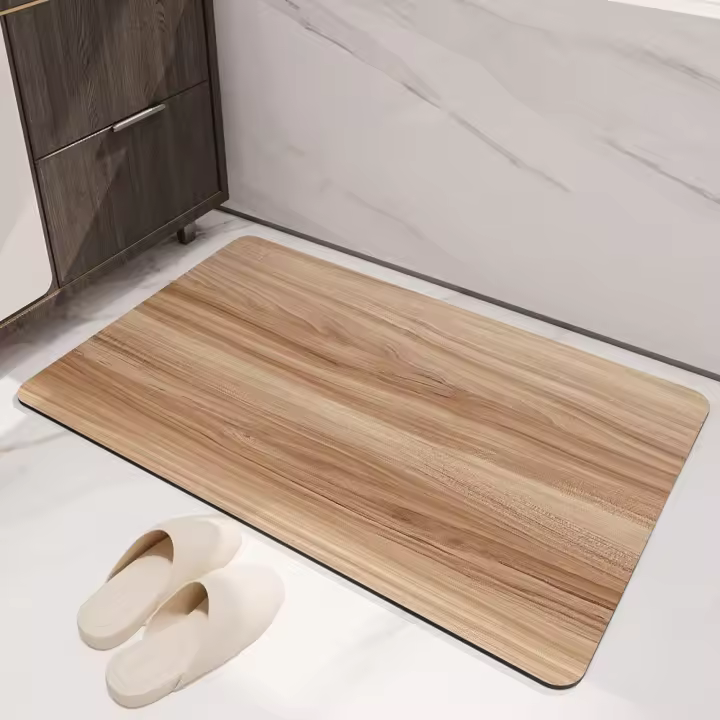 VIKAMA Alfombra De Baño Sencilla Imitación Madera Negra Absorbente Rápido Secado No Eslipiente Y Resistente a La Suciedad Decoración Del Hogar - 1
