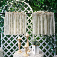 Cortinas Transparentes Vintage Con Borlas Para Cocina Cortina De Voile Bohemia Hueca Panel Corto Con Bolsillo Para Varilla - details 0