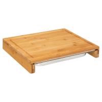 XOCOTŌ® Tabla de corte con bandeja de acero inoxidable | 35x28x5,5cm  | Tabla para cortar y trocear de cocina,  hecha Bambú Natural con bandeja de Acero Inox para recoger el alimentado cortado - XOCOTO HOME - details 1