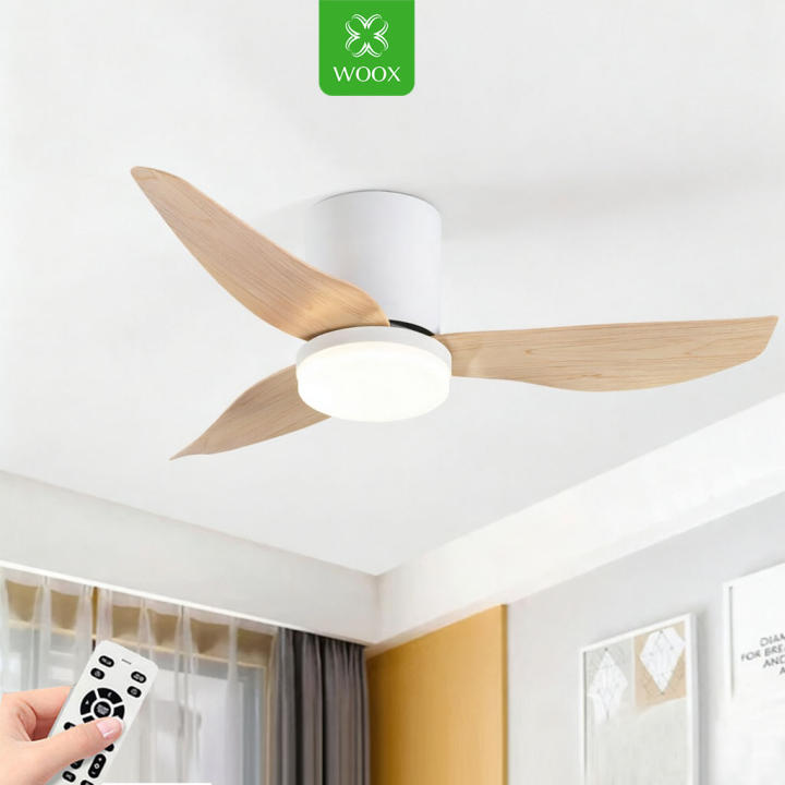 Ventilador de techo WOOX de 34" al por mayor con luz y control remoto, 45W de potencia, motor DC de cobre silencioso… — oferta en Miravia