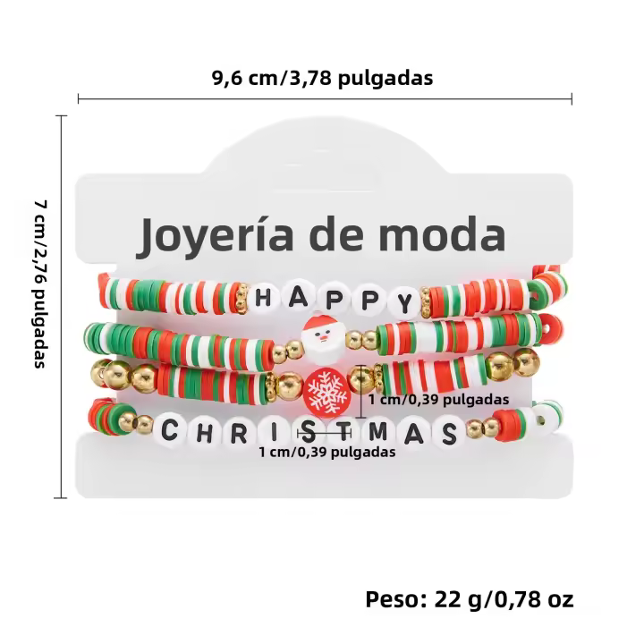 Juego De Pulseras Navideñas Coloridas Con Pendientes De Navidad Y Hombre De Santa Claus Y Nieve Para Fiesta De Año Nuevo Joyería Unisex - 1