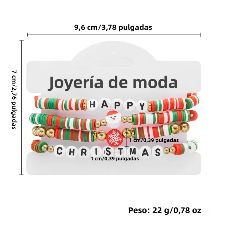 Juego De Pulseras Navideñas Coloridas Con Pendientes De Navidad Y Hombre De Santa Claus Y Nieve Para Fiesta De Año Nuevo Joyería Unisex - 1