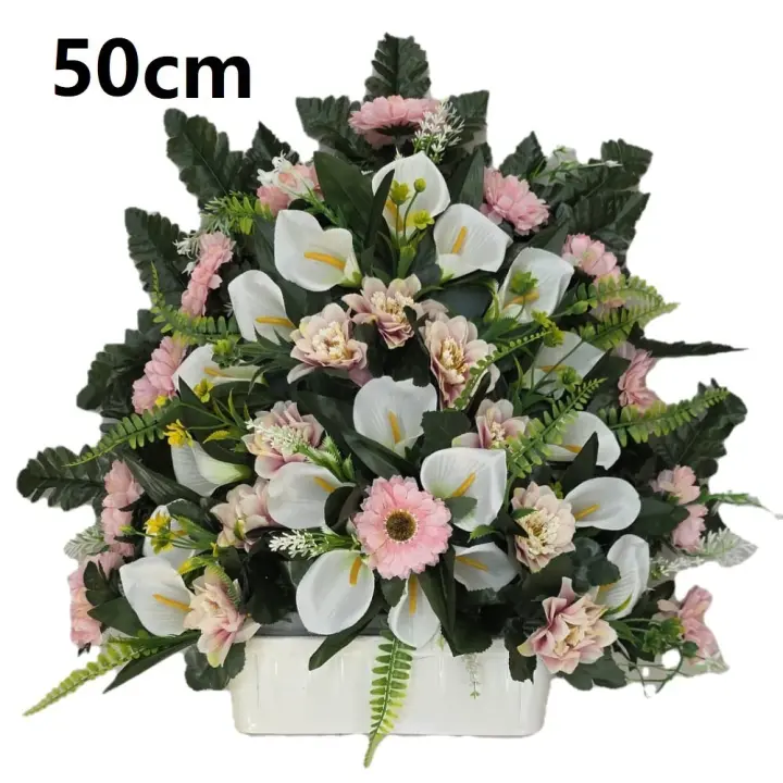 Centro de Flores para Cementerio Gerimport | Ramos de Flores para Todos los Santos | Flores Artificiales de Tela | Ancho 50cm | Alto 40cm | Personalizar Color y Medida | Contacto con Nosotros - 1