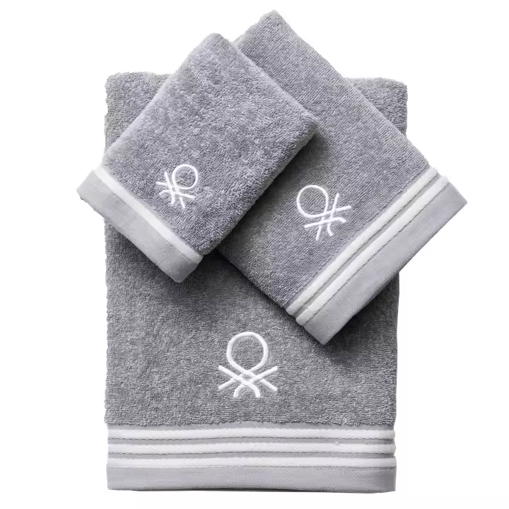 Set 3pc toalla de baño (1pc 30x50cm + 1pc 50x90cm + 1pc 70x140cm) 450gsm 100% algodón amarillo rainbow CASA BENETTON - 1