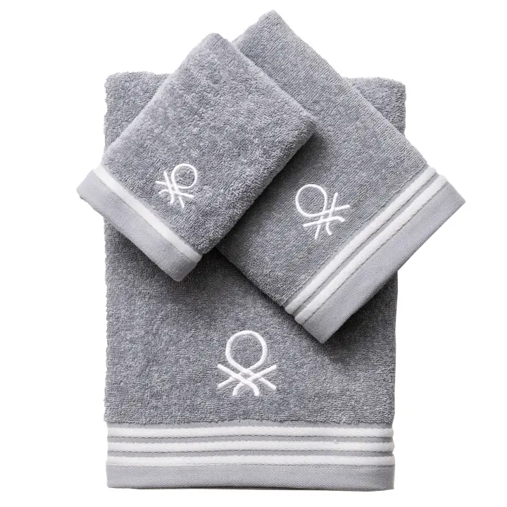 Set 3pc toalla de baño (1pc 30x50cm + 1pc 50x90cm + 1pc 70x140cm) 450gsm 100% algodón amarillo rainbow CASA BENETTON - 1