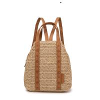 Bolso mochila convertible antirrobo para mujer, hecho a mano en rafia natural y ecopiel con detalles de crochet, asa trasera de seguridad y doble uso como mochila o bolso de mano, ideal para ciudad, viajes o verano | MAC&NOA - details 1