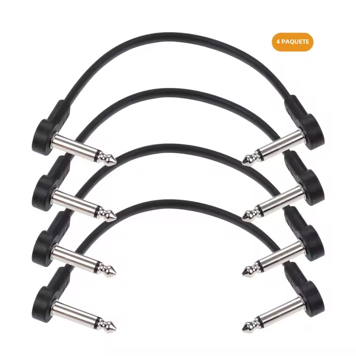 Kit De Cables De Patch Planos Ggiant AC-8 Pedal De Efectos Para Guitarra Con Conectores De Ángulo Recto De 1/4 Pulgada Longitud De 6 Pulgadas 4 Packs - 1