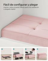 Banco de almacenaje plegable de terciopelo, taburete reposapiés con 2 cajas, 38x76x38 cm, soporta hasta 300 kg, ideal para entrada, sala de estar y dormitorio, disponible en gris paloma, gris pizarra y rosa caramelo - details 15