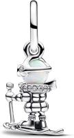 PANDORA Moments- Colgante de esquiador de plata de ley con circonitas, compatible con pulseras Moments y ME, Weiß, Plata de ley, Circonita cúbica，Incluye Caja Original - details 0