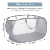 Cesta De Ropa Durable Y Plegable Con Malla Y Bolsillo Lateral Hamper De Almacenamiento De Ropa Con Reinforced Pop up - details 4