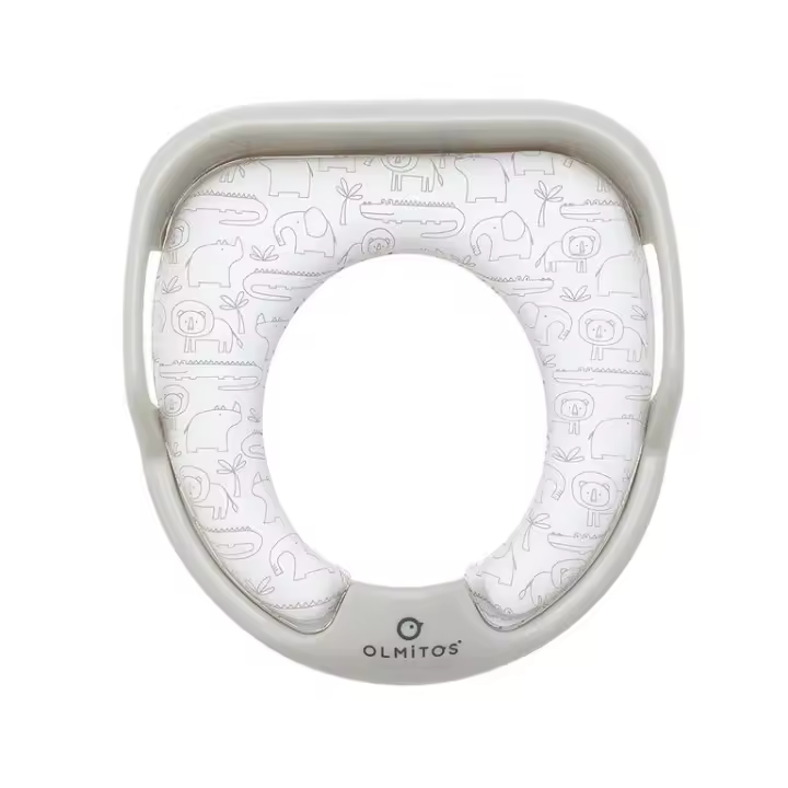 Olmitos Reductor de asiento Wc acolchado con asas  modelo ANIMALS/ DOTS VERDE Y BEIGE - 1