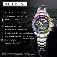 Reloj Mecánico De Moda PAGANI DESIGN 2023 Para Hombre Con Bezel Arcoíris Acero Inoxidable Resistente Al Agua Y Shock Con Calendario Completo Y Semana Display Cristal De Zafiro - details 1