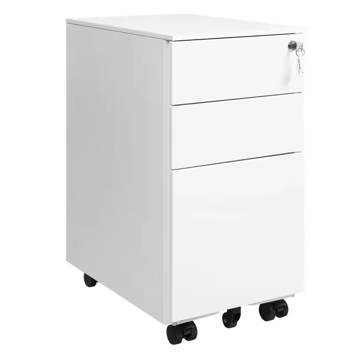 Archivador móvil con cerradura, cajonera de oficina con ruedas, para documentos A4 y carpetas, blanco o negro, 30x45x60 cm - 1