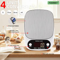 Fodwet Escala De Cocina Digital 5Kg/0.1G En Acero Inoxidable Con Pantalla LCD Para Hornear Cocinar Y Preparación De Comidas - details 1