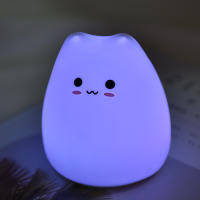 Lámpara Nocturna De Gato Colorido En Silicona Para Niños Decoración Creativa Para El Escritorio Del Dormitorio Luz De Toque Con Sensor Regalo Festivo - details 3